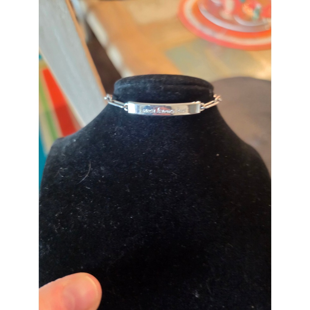 Kate Spade Mom Knows Best Silver Tone Paperclip Chain ID Bracelet